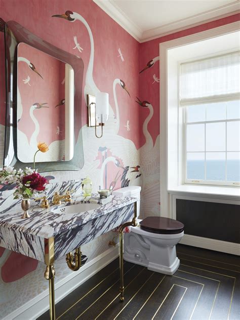 gucci heron wallpaper bathroom|gucci pink heron wallpaper.